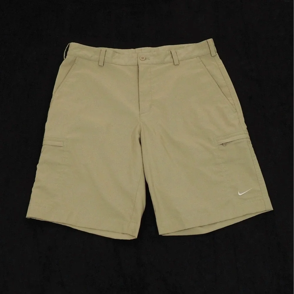 Nike Golf Cargo Shorts Mens 32 Khaki Brown Dri-Fit Flat Performance Tech Blend